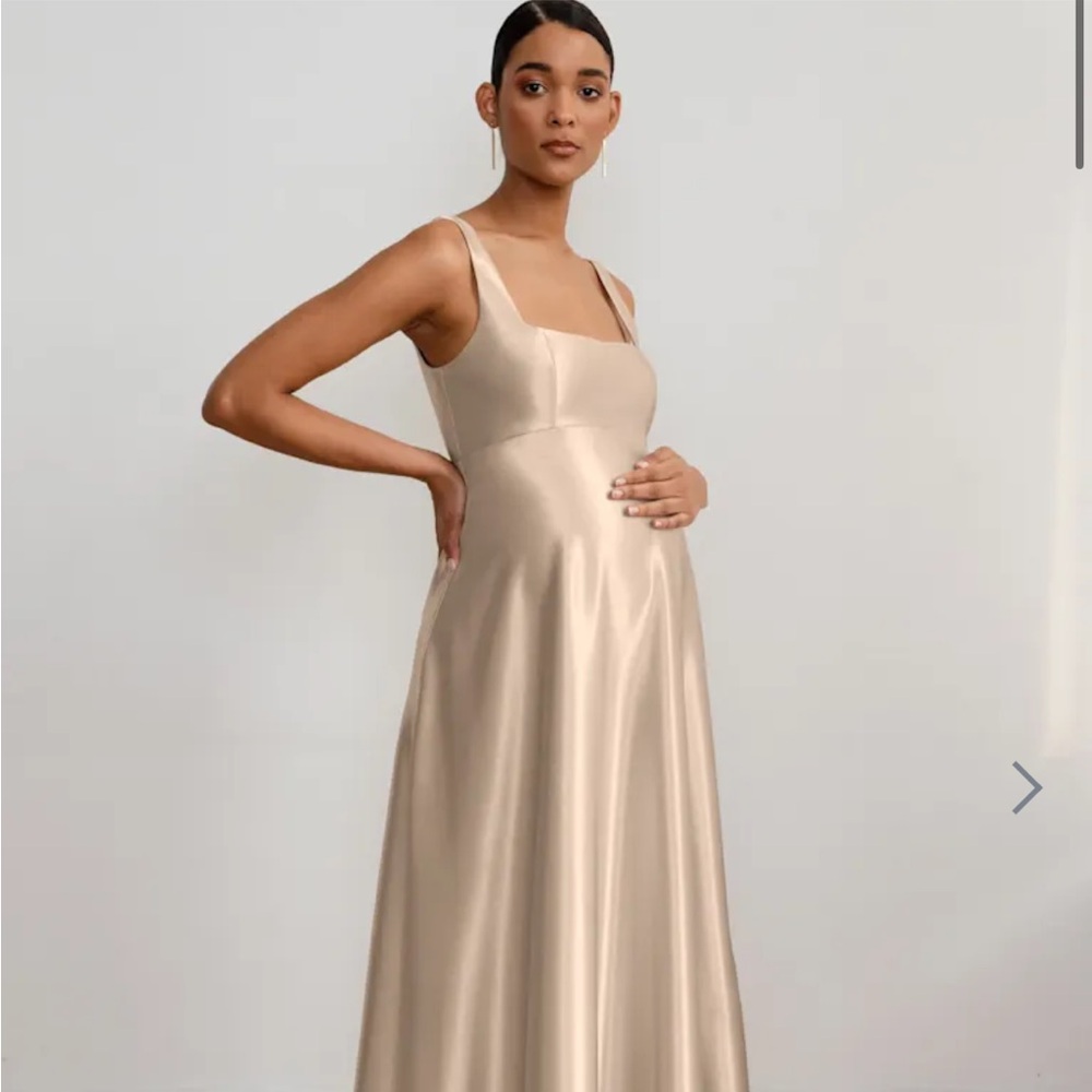 Jenny Yoo Ariana Maternity Dress in Pale Gold